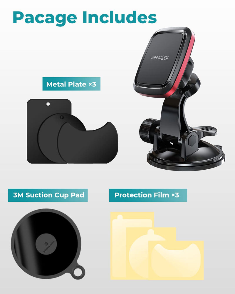 [Australia - AusPower] - Magnetic Car Phone Mount with Adjustable Arm Universal Dashboard Windshield Cell Phone Holder for Car Dash Strong Gel Suction Compatible with iPhone 12 Pro 11 Pro Xs XS Max XR X, Samsung S10 S9 S8 S7 