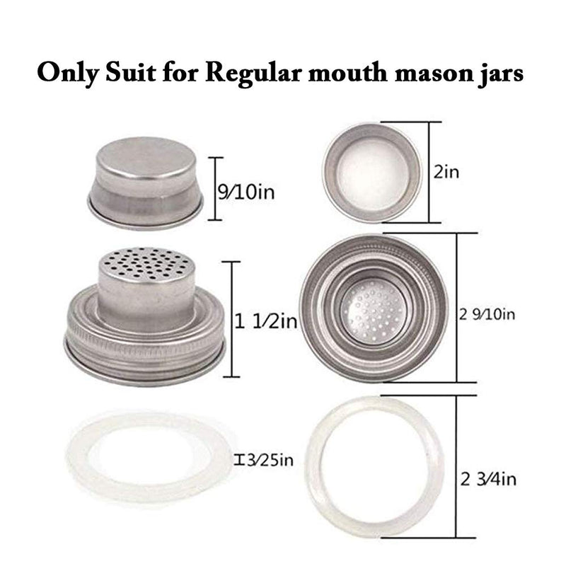 [Australia - AusPower] - Mason Jar Liquor/Oil Pour Spout Dispenser, Sprouting Mason Jar Lid,Shaker Lid Shaker Dry Rub Lid - Cocktail, Mix Spices, Dredge Flour, Sugar Pack of 6 