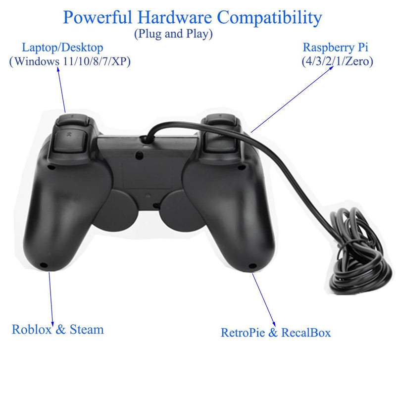 [Australia - AusPower] - USB Wired Game Controllers for PC/Raspberry Pi Gamepad Remote Dual Shock Joysticks Joypad for PC(Windows 11/10/8/7) & Steam/Roblox/RetroPie/RecalBox 