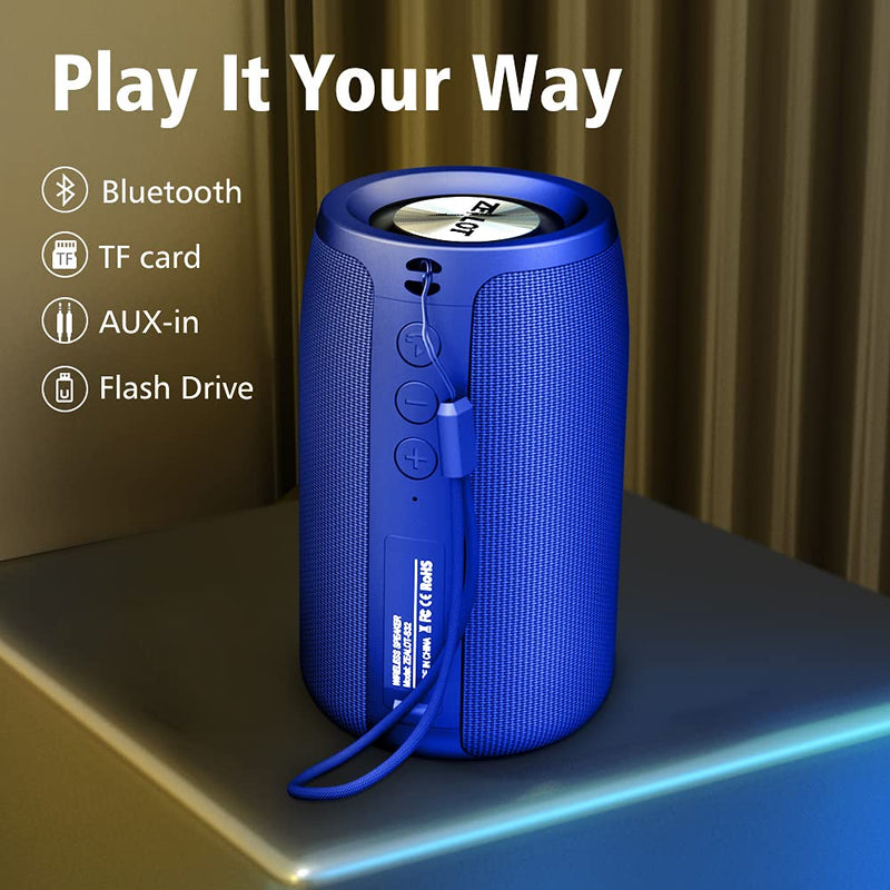 [Australia - AusPower] - Portable Bluetooth Speaker, Wireless Speaker Outdoor, Zealot S32 Mini IPX5 Waterproof, Upto 12H Playtime, Dual Pairing MIC/TF Card/USB/AUX for Home & Outdoor Travel Hiking Camping Beach (M-Blue) Multicolor 