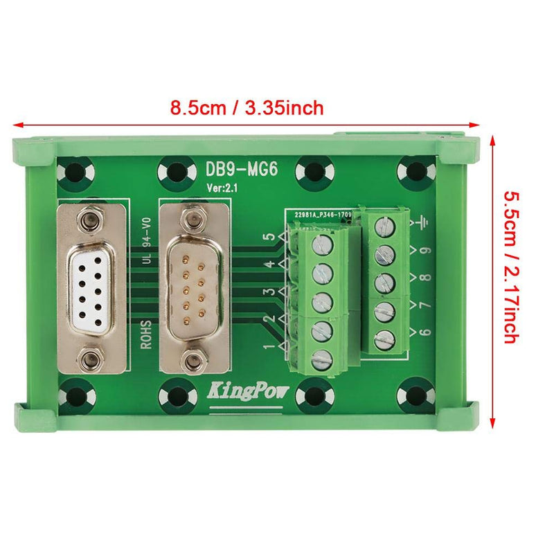 [Australia - AusPower] - DB9 Breakout Board, DB9-MG6 DIN Rail Mount Interface Module Male/Female Connector Breakout Board 