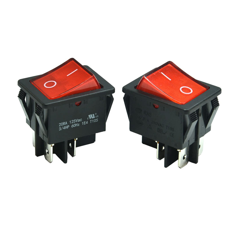 [Australia - AusPower] - FILSHU 3pcs KCD4 16A 250V 20A 125V Rocker Switch ON/Off -Red Light Illuminated 4 Pin 2 Position DPST Snap in Boat Rocker Toggle Switch 32x25mm(US Security Certification) 