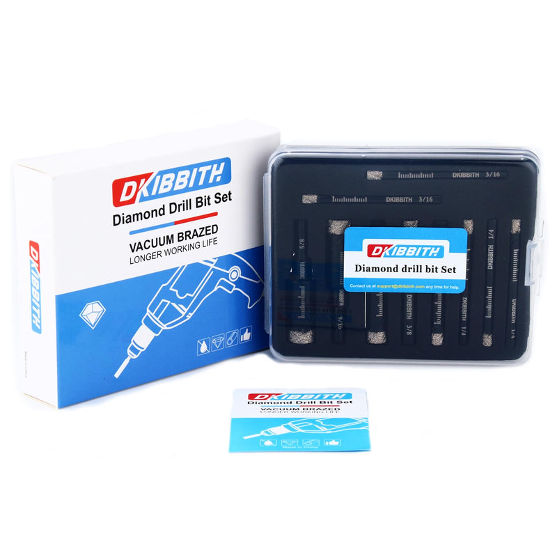 [Australia - AusPower] - 10pc Dry Diamond Drill Bits Set, Tile Drill bits for Ceramic Porcelain Marble Granite Stone Glass, Integrated Coolant for Fast Dry Drilling, Round Shank, Size 3/16" 1/4" 5/16" 3/8" 1/2" 9/16" 5/8" 10pc Diamond bits 3/16" to 5/8" 