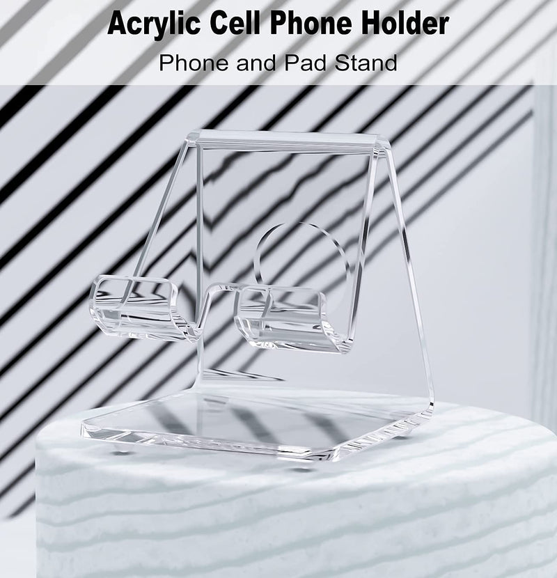 [Australia - AusPower] - DesignComfort Acrylic Cell Phone Stand , Acrylic Phone Stand for Desk,Clear Phone Stand, Dock, Cradle, Compatible with Phone 13 Pro Max Mini 11 Xr 8 SE, Android Smartphone, Pad,Desk Accessories 