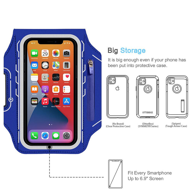 [Australia - AusPower] - iPhone 13 Pro Max, 12 Pro Max Armband, JEMACHE Gym Workouts Running Phone Arm Band for iPhone 13 Pro Max, 12 Pro Max, 11 Pro Max, Xs Max, 13, 12 with Airpods Holder (Navy Blue) Navy Blue 