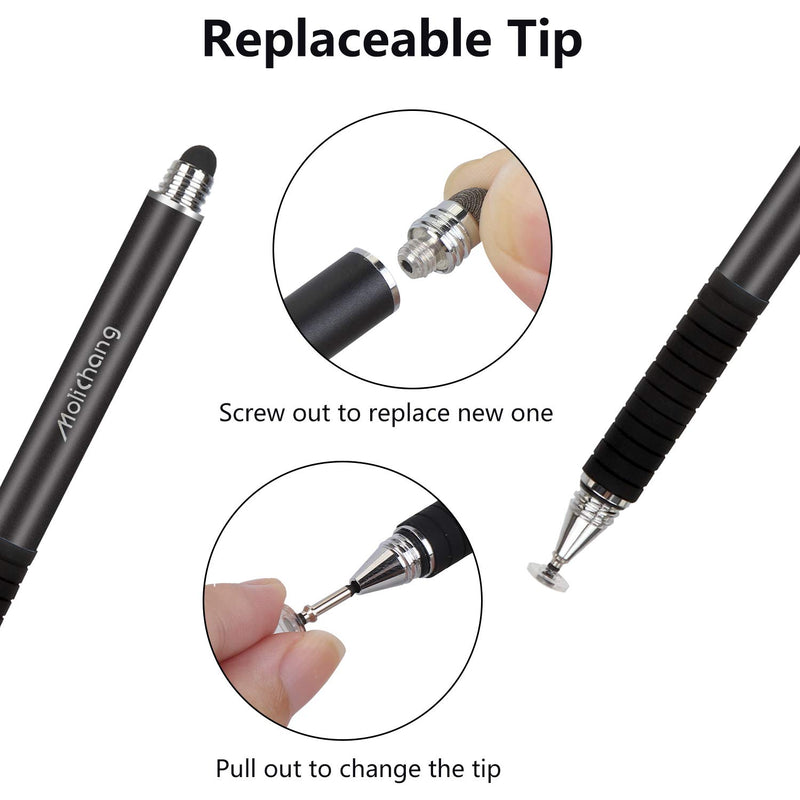 [Australia - AusPower] - Capacitive Stylus Pen for Touch Screens Disc Stylist Pencil Fine Point Compatible with iPhone iPad and Other Tablets (Black/White/Rose) 