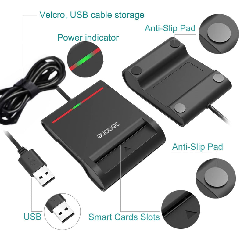 [Australia - AusPower] - Senone CAC Card Reader Military,CAC Reader Military,DOD Military USB Common Access CAC Smart Card Reader ,Compatible with Windows, Mac OS and Linux 