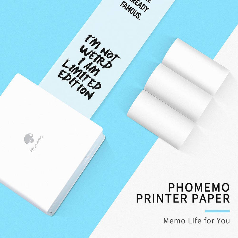[Australia - AusPower] - Phomemo M02 Mini Mobile Printer- Bluetooth Thermal Photo Printer with 3 Rolls Transparent Sticker Paper, Compatible with iOS + Android for Plan Journal, Study Notes, Art Creation, Work, Gift 