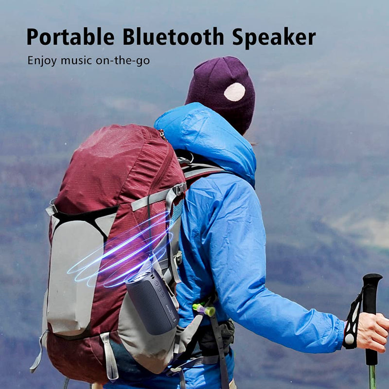 [Australia - AusPower] - Portable Bluetooth Speaker, Wireless Speaker Outdoor, Zealot S32 Mini IPX5 Waterproof, Upto 12H Playtime, Dual Pairing MIC/TF Card/USB/AUX for Home & Outdoor Travel Hiking Camping Beach (M-Blue) Multicolor 