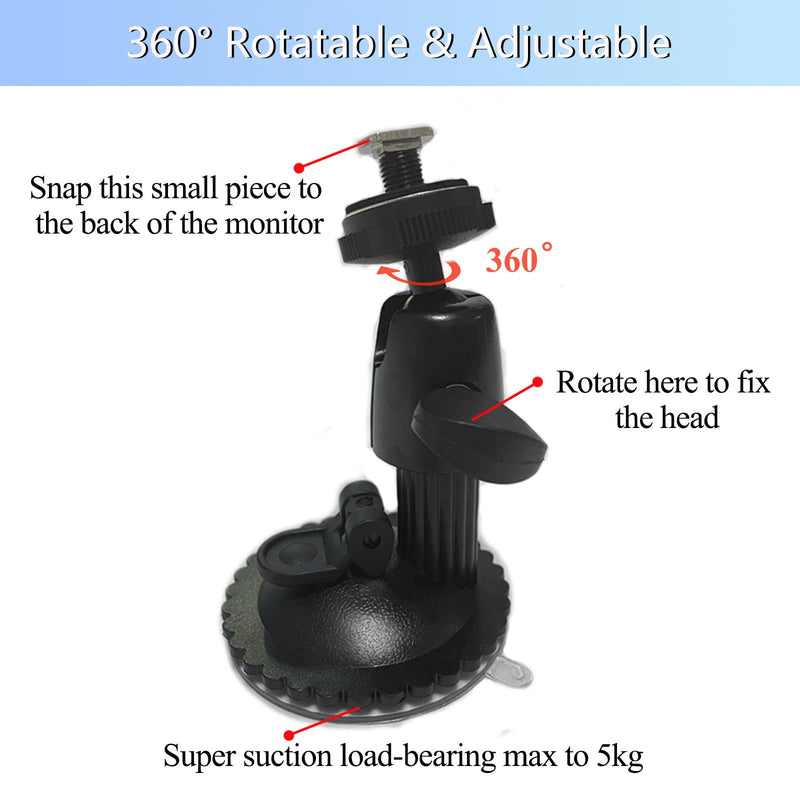 [Australia - AusPower] - VOONOA Windshield Suction Cup Bracket Mount for 7 9 10.1 10.36 Inch Monitor Display, Fix The Monitor on Windshield Dash Board, Metal-Made, Adjustable Strong Load-Bearing Mount Holder 