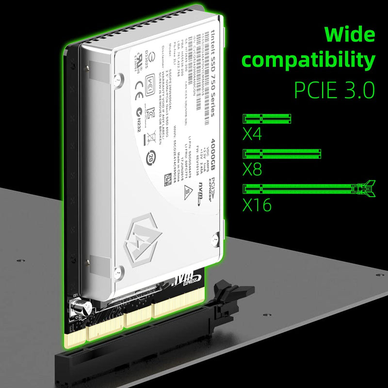 [Australia - AusPower] - AODUKE 2.5 in U.2 NVMe SSD Adapter Expansion Card to PCI-E4.0/3.0 PCI-E X4/X8/X16 32Gbps Rate, SFF-8639 SSD Supports PC Installation-AJKU21 U.2 PCIE X4X8X16 