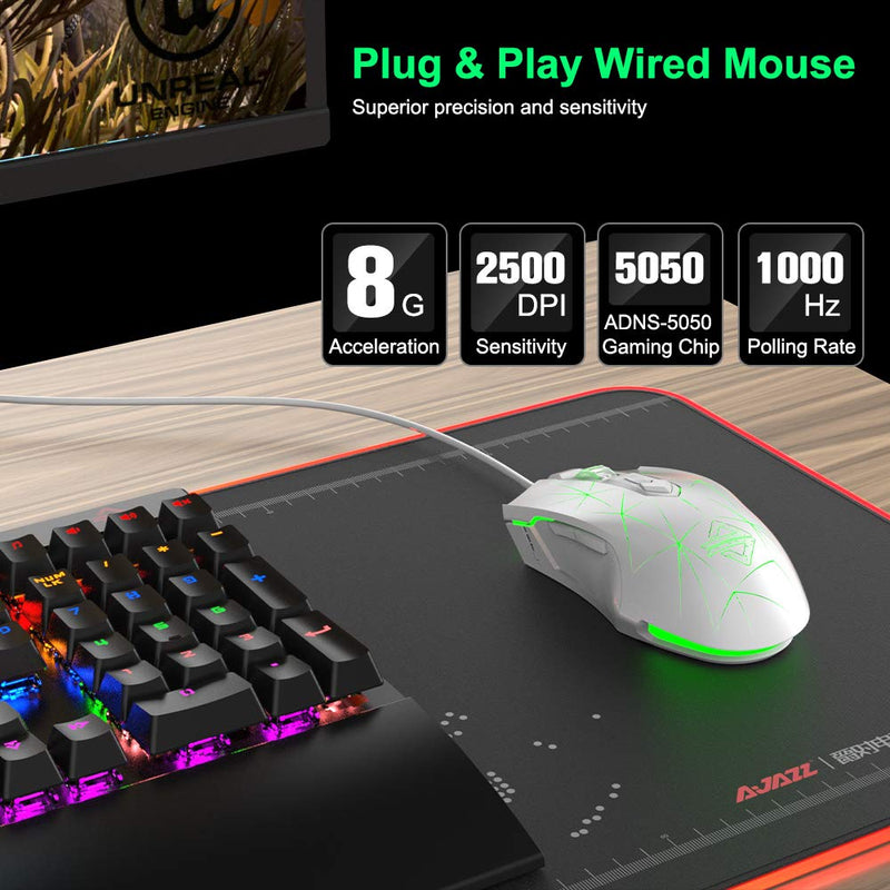 [Australia - AusPower] - RGB Lightweight Gaming Mouse, Programmable 7 Buttons, Ergonomic LED Backlit USB Gamer Mice Computer Laptop PC, for Windows Mac OS Linux, Pink (Star White) star white 