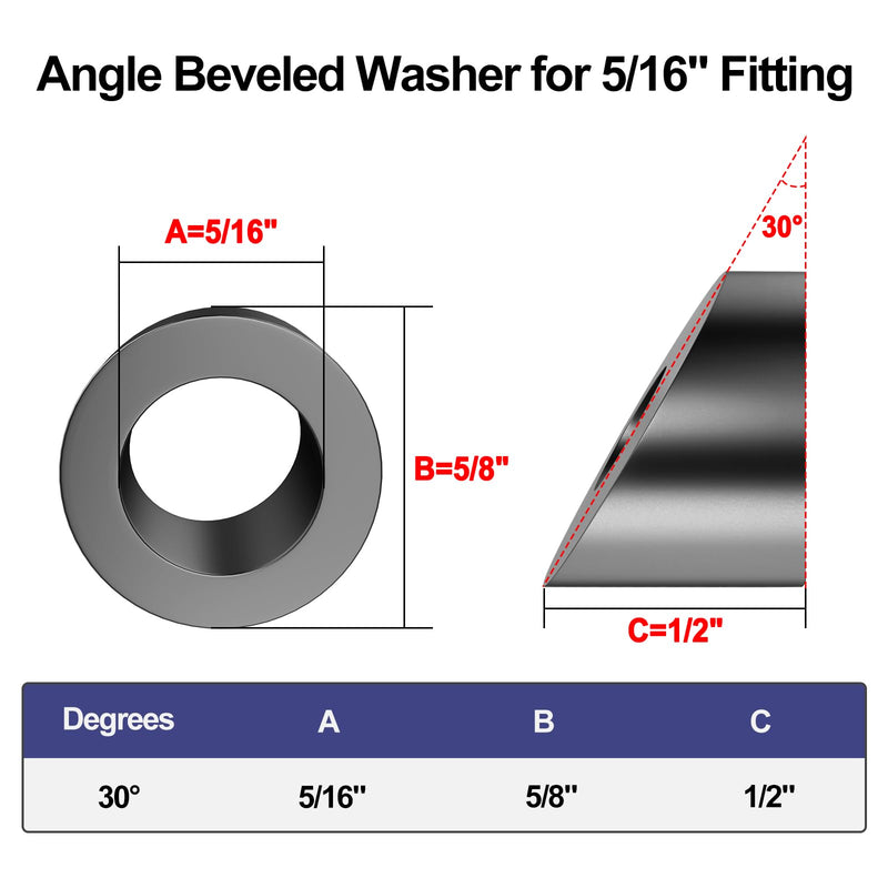 [Australia - AusPower] - BLIKA 20 Pack 5/16" ID Black Angle Washers for Cable Railing Posts, Stainless Steel 30 Degree Black Angle Beveled Washer for 1/8", 3/16" Invisible Cable Railing Hardware, Cable Railing Angled Washer 