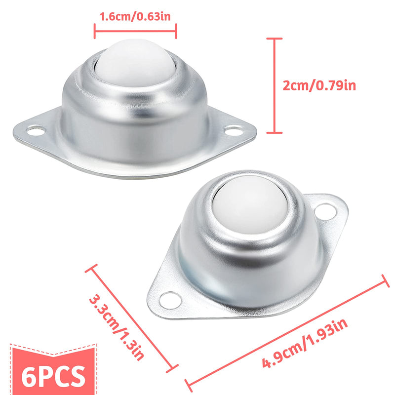 [Australia - AusPower] - 6Pcs Nylon Roller Ball Transfer Bearing Casters Units, 360° Universal Wheel, Table Conveyor Roller Ball for Transmission, Furniture, Wheelchair 