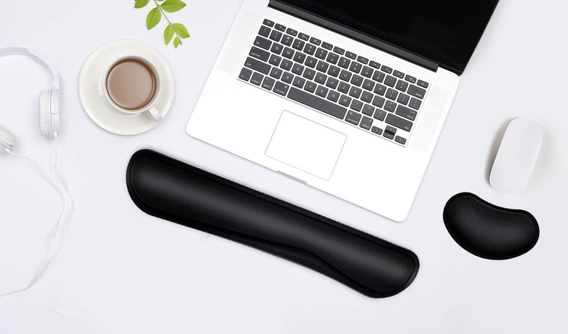 [Australia - AusPower] - Mouse Wrist Rest Pad 17" Keyboard Wrist Rest Support Bar Memory Foam Set for Easy Typing Wrist Pain Relief Ergonomic Design Durable Lightweight Anti-Skid Wrist Cushion for Office/Gaming/PC/Laptop/Mac 