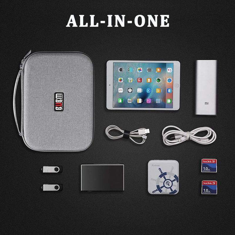 [Australia - AusPower] - BUBM Electronic Organizer, Hard Shell Travel Gadget Case with Handle for Cables, USB Drives, Power Bank and More, Fit for iPad Mini 