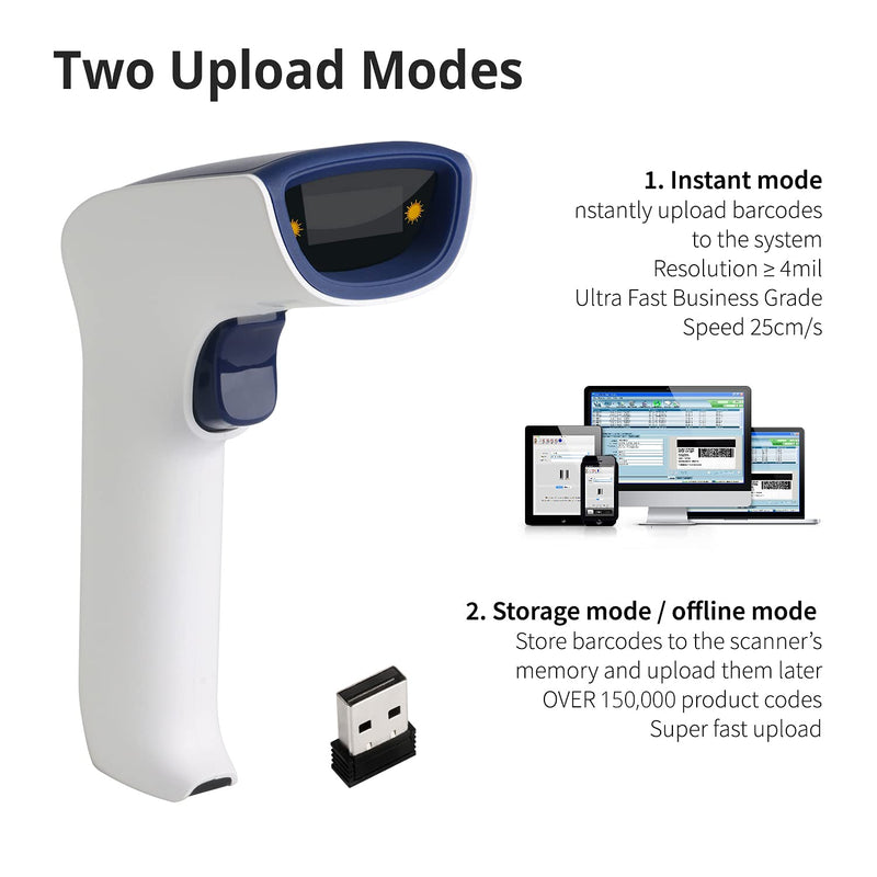 [Australia - AusPower] - ScanAvenger Wireless Portable 1D Bluetooth Barcode Scanner: 3-in-1 Hand Scanners -Vibration, Cordless, Rechargeable Scan Gun for Inventory Management - Handheld, USB Bar Code EAN-UPC Reader No Next Gen Stand 