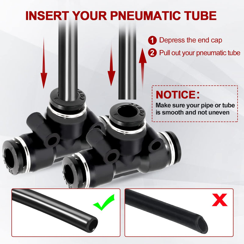 [Australia - AusPower] - ALAVENTE 40 Pcs 1/4” Push to Connect Air Fittings 6mm Pneumatic Fittings Kit Air Line Quick Fittings, Inlcude 10 Spliters + 10 Elbows + 10 Tee + 10 Straight Tubes 