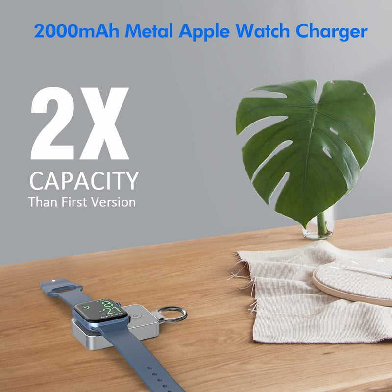 [Australia - AusPower] - i.VALUX Wireless Charger for Apple Watch - 2000mAh Portable iWatch Charger Magnetic Smart Keychain Power Bank for Travel. Compatible with Apple Watch Series 7/6/5/4/3/2/1,45/41/44/40/42/38mm Gray 
