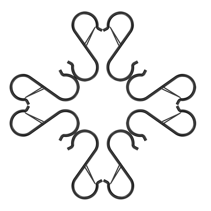 [Australia - AusPower] - 8 Pack S Hooks with Safety Buckle for Shelves/Racks/Poles, Heavy Duty Metal 3.5" S Hooks for Hanging Kitchen Utensils/Plants/Pots & Pans 8 