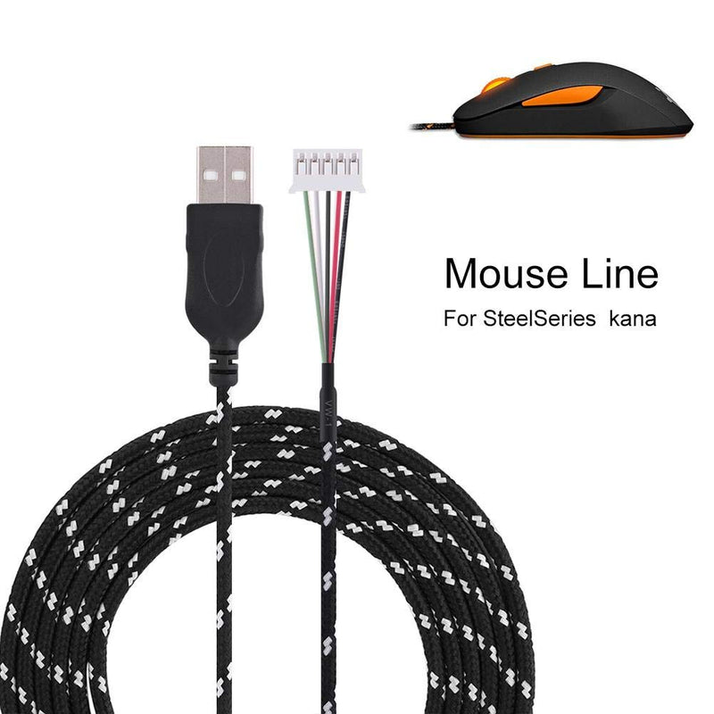 [Australia - AusPower] - Richer-R 2.2 Meters USB Mouse Lines Wire Mice Cable Replacement Part Repair Accessory for Steelseries kana Mouse Computer Mouse Cable(Black+White) Black+White 