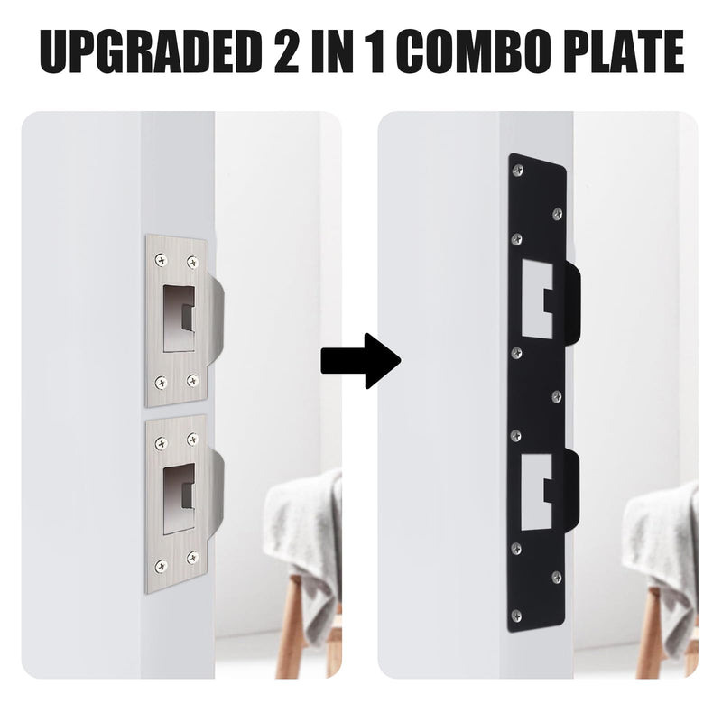 [Australia - AusPower] - Door Strike Plate Reinforcement Plate - Front Door Security Metal Striker Plates -Ideal for Exterior Interior Door Deadbolt Fix Door Frame Door Jamb Hole for 5-1/2 inch to 6 inch (Black-1pack) Black-1pack 