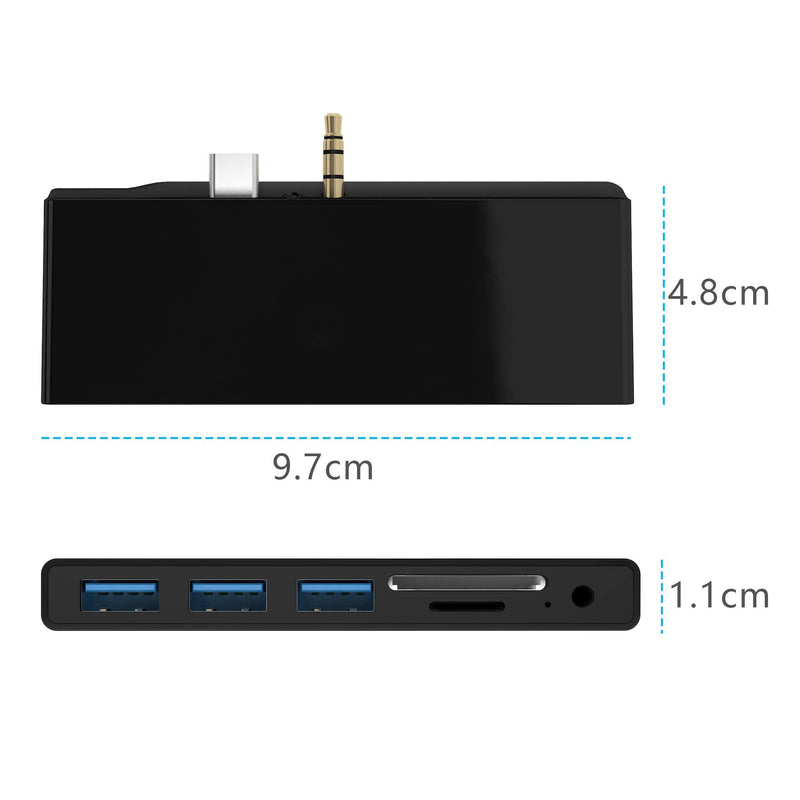 [Australia - AusPower] - Surface Go/Surface Go2/Surface Go3 Hub, 6-in-2 USB C Surface Go/Go 2/Go3 Docking Station with USB 3.0+2 USB2.0 Ports, 3.5mm Earphones Jack,SD/TF Card Reader(Surface Go Adapter) 