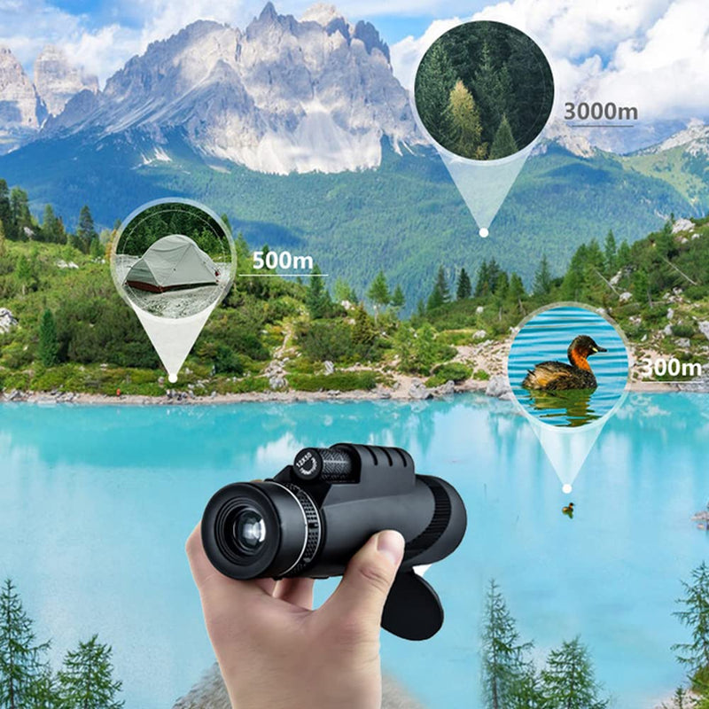 [Australia - AusPower] - High Definition Monocular (40 * 60) with Tripod Mount and Smartphone Mount, Compact high Power Dual Focus Adult for Distant Viewing, observing Animals, Scenery, Concerts, etc. 