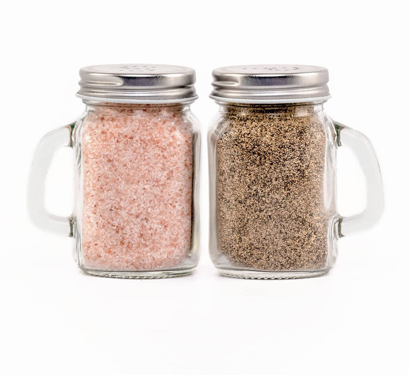 [Australia - AusPower] - Mason Jar Salt and Pepper Shakers Set with Wood Caddy, Easy to Clean & Refill for Farmhouse Kitchen Table, Rustic Home Decor and Gifts Clear 