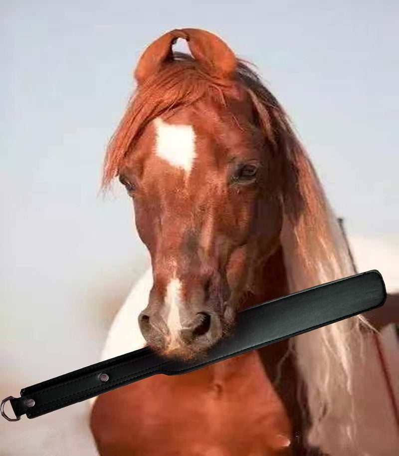 [Australia - AusPower] - Ueemph 18 inch Riding Crop for Horses,Black Leather Paddle,Super Durable Rug Paddles,Equestrianism Crops 