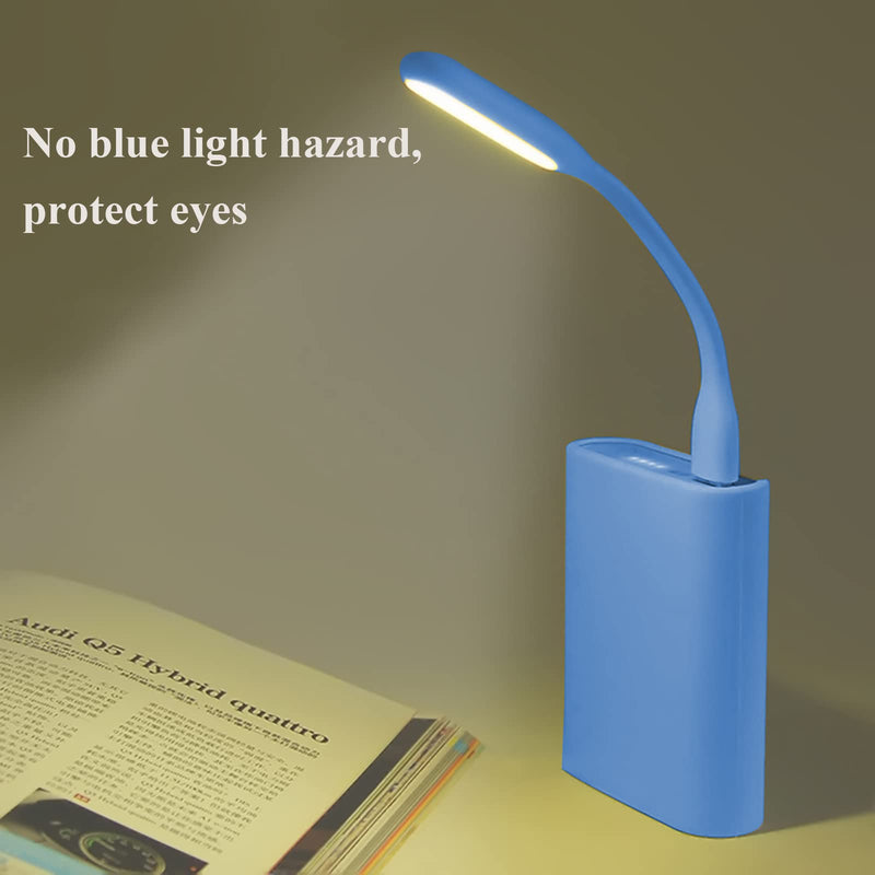 [Australia - AusPower] - Soseelnee Mini Flexible Light, Portable USB Led Reading Night Lamp for PC Laptop Computer Notebook Power Bank - 2 Pack (Blue) Blue 