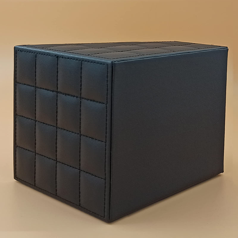 [Australia - AusPower] - RHCSZ Fashionable PU Leather TV Remote Control Holder with 3 Compartments, Storage Rack, Storage Box, Media Accessory Storage, Desk Organizers (Blakc ge) 