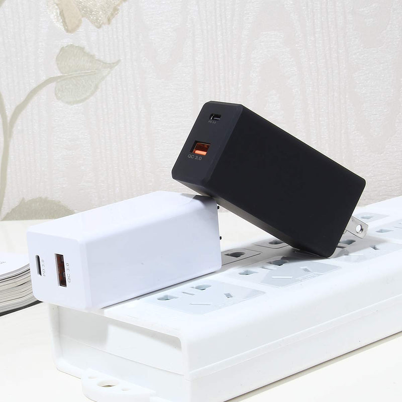 [Australia - AusPower] - USB C Charger [GaN Tech] 65W Dual Port PD Wall Charger with 5ft USB C Cable for MacBook, USB C Laptops, iPad Pro, iPhone12, Galaxy, Pixel and More (White) White 