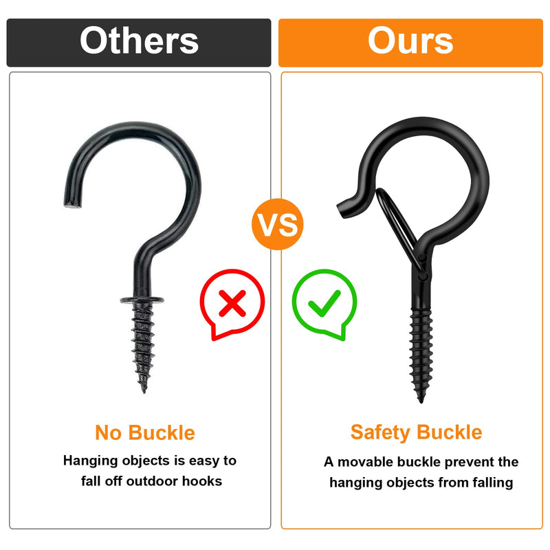 [Australia - AusPower] - 24 PCS Screw-in Hooks for Outdoor String Lights, Q Hangers String Light Hooks Outdoor for Outside, Swivel Hanging Basket Patio Light Hooks with Safe Buckle Screw in Planter Eye Hook for Wall Ceiling 24 pcs 