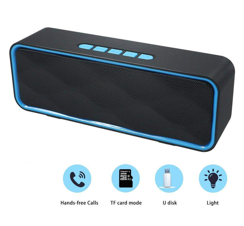 [Australia - AusPower] - Totola Wireless Bluetooth Speaker with AUX/USB/TF Card Slot,Outdoor Portable Stereo Speaker with HD Audio,Enhanced Bass, Dual-Driver,Handsfree Calling, FM Radio Speaker for Travel,Party (Blue) Blue 