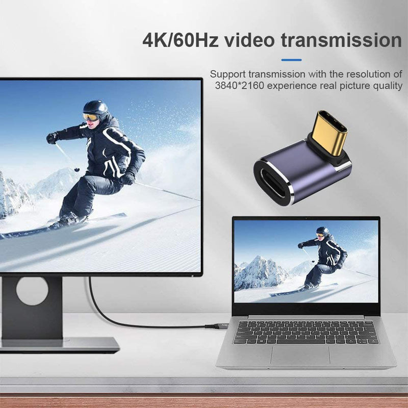 [Australia - AusPower] - NFHK 40Gbps USB4 Type C Male to Female 90 Degree Up Down Angled 100W Power Data 8K Video Adapter for Laptop Phone Up Angled Male to Female 