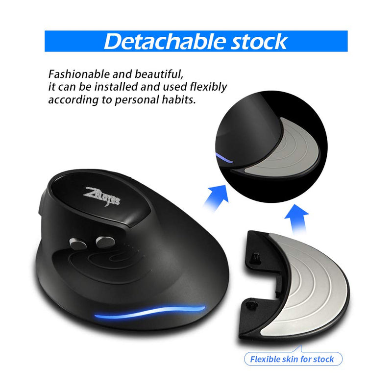 [Australia - AusPower] - Zelotes Vertical Ergonomic Mouse, Wireless Mouse, 2400DPI, 6 Buttons Optical Mouse Cordless Mice for Laptop,Computer,PC,Black 