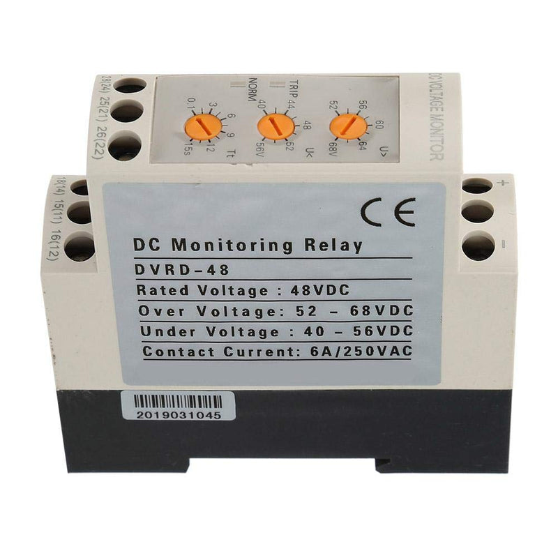 [Australia - AusPower] - Voltage Monitoring Relay DC 12V/24V/36V/48V Over-Voltage and Under-Voltage Protection Relay 35MM Guide Rail 13-17V 10-14V(DC48V) DC48V 