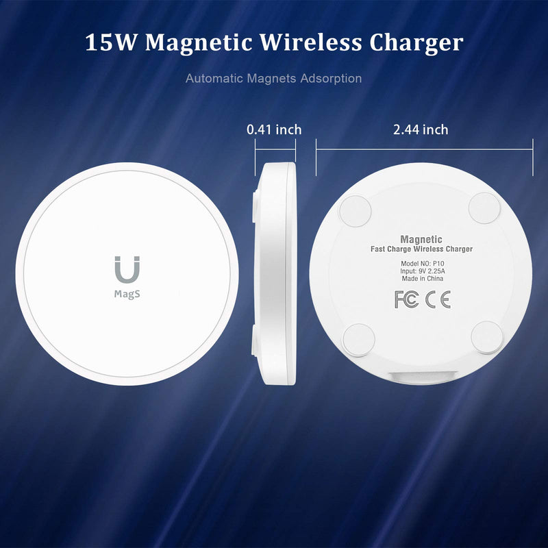[Australia - AusPower] - Tekmax Magnetic Wireless Charger with 1M Type-C Charging Cable for Phone13/13 mini/13 pro/max/12 /12Pro Max, Qi Compatiable Fast Wireless Charging Pad for Samsung Galaxy S20/S10/S9/S8 White 