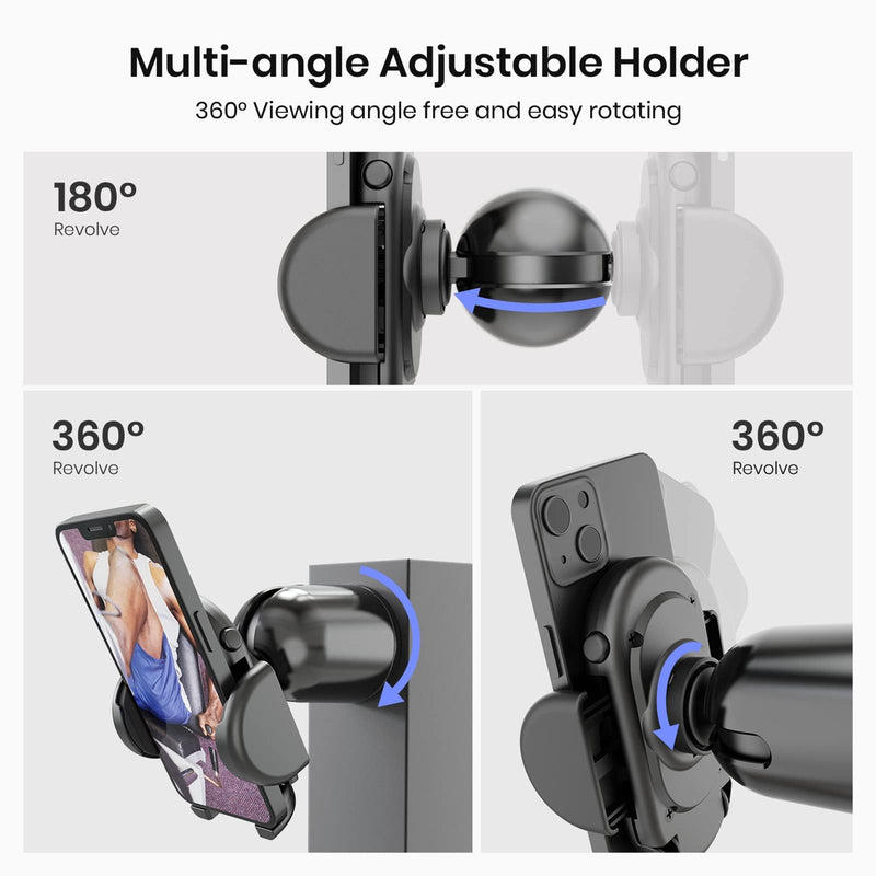 [Australia - AusPower] - MiiKARE Gym Accessory Magnetic Phone Holder for Videos, Universal Hands-Free Magnetic Phone Mount for Gym with 360 Degree Angle Adjustable, Home Gym Essentials Phone Mount for Women an Men-Black Black 