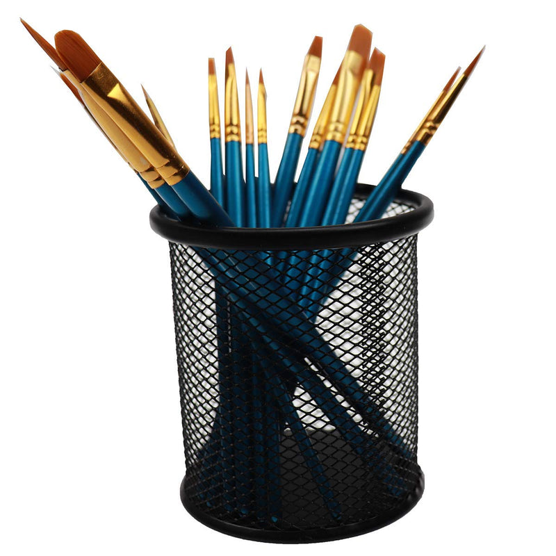 [Australia - AusPower] - Snow Cooler Pen Holder Mesh Pencil Holder Metal Pencil Holder for Desk Office Pen Organizer Black, 4 Pack 4 Pack Circle 
