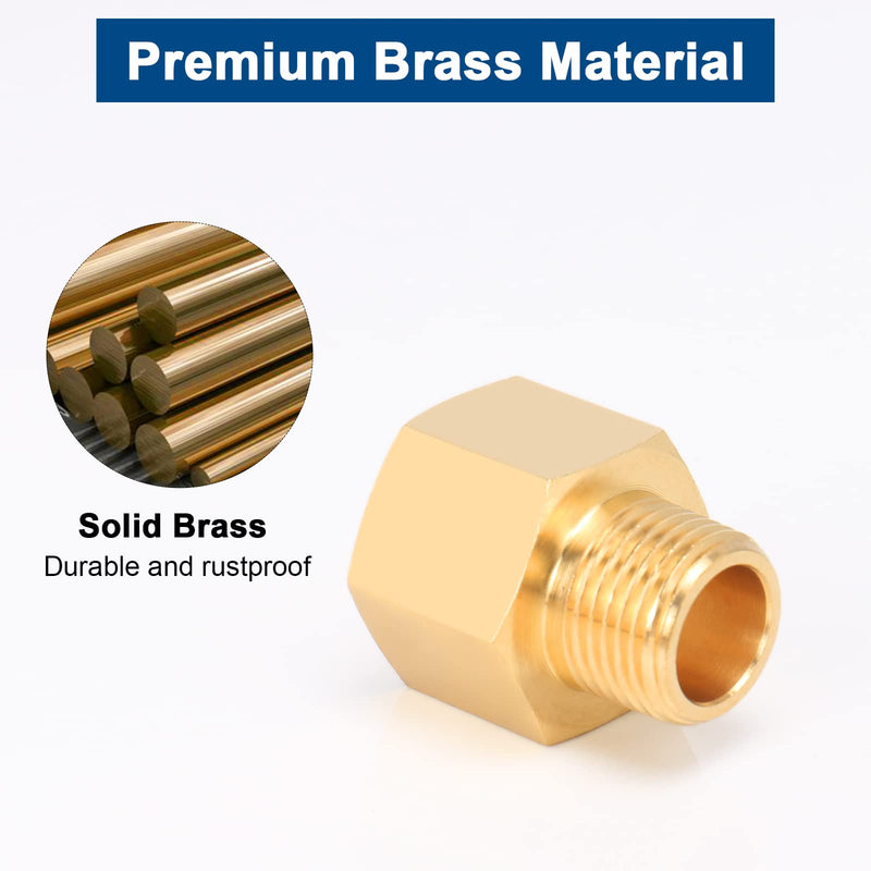 [Australia - AusPower] - BathAce Brass Pipe Fitting, Heavy Duty Metal Thread Solid Brass Reducer Adapter Pipe Reducing Connector, 2 Pack (3/8 Male Pipe x 1/2 Female Pipe) 3/8 Male Pipe x 1/2 Female Pipe 