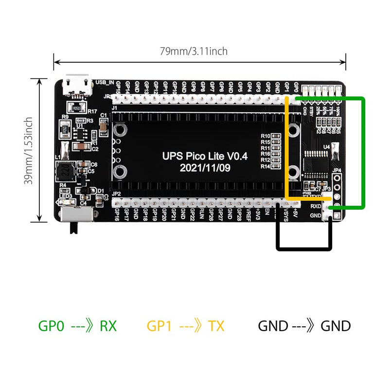 [Australia - AusPower] - GeeekPi Raspberry Pi Pico UPS Power Supply Uninterruptible UPS HAT,Support 18650 Lithium Battery Charger Power Bank Power Management Expansion Board for Raspberry Pi Pico 