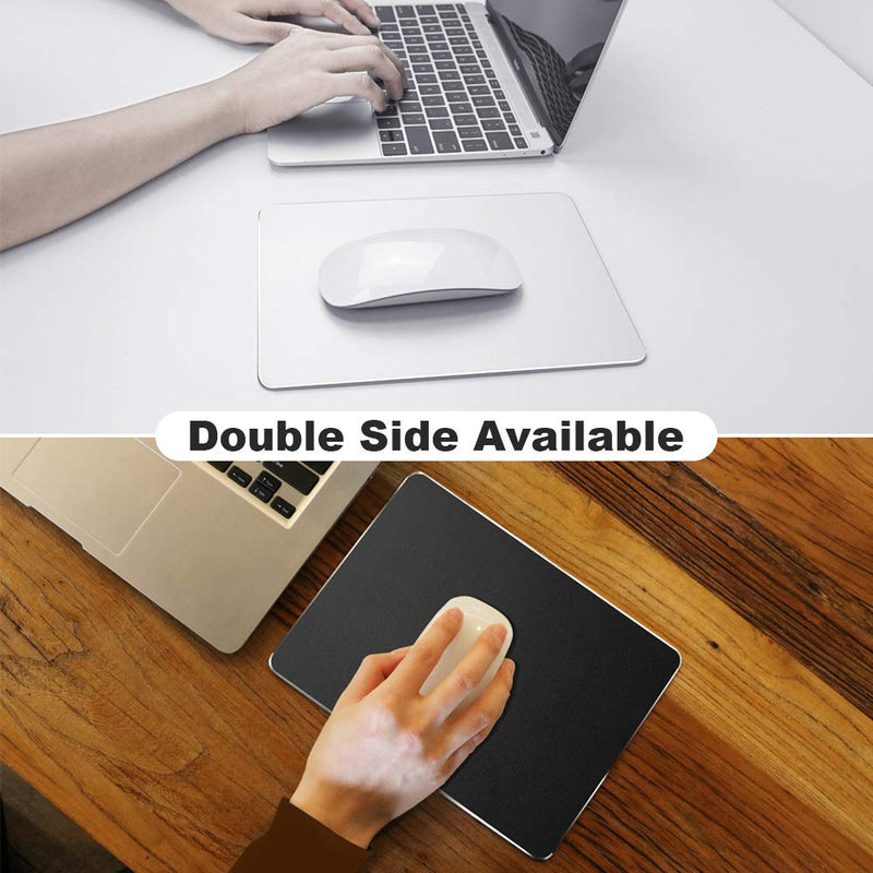 [Australia - AusPower] - Hard Silver Metal Aluminum Mouse Pad Mat Smooth Magic Ultra Thin Double Side Mouse Mat Waterproof Fast and Accurate Control for Gaming and Office(Small 9.05X7.08 Inch) Small 