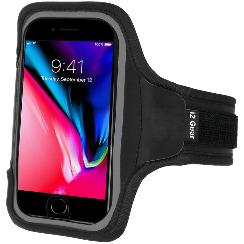 [Australia - AusPower] - i2 Gear Cell Phone Running Armband for iPhone 12, 11 Pro, 12 Pro Max, XR, XS, 8, 7, 6 Plus & Samsung Galaxy S10, S9, S8, S7 (Black, 6.5) Black 6.5 inch 