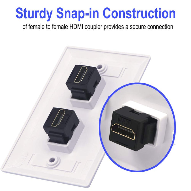 [Australia - AusPower] - VCE HDMI Female Keystone Coupler, 6-Pack HDMI Keystone Jack Insert Gold Plated 3D&4K Mini Adapter Connector for Wall Plate-Black 