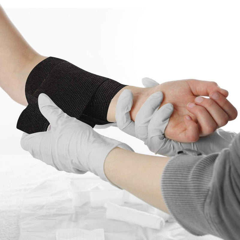 [Australia - AusPower] - TOBWOLF 12PCS Self Adherent Bandage, 4"x5yd / 10cmx4.5m Cohesive Elastic Bandage Wrap, Breathable Sports Tape for Wrist Ankle Knee Leg Sprains Swelling - Black 4x180 Inch (Pack of 12) 