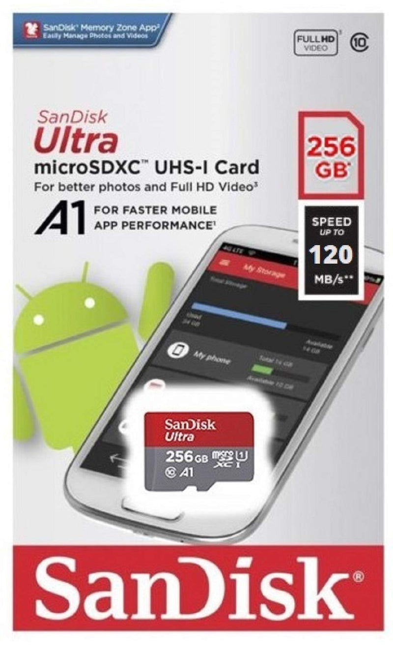 [Australia - AusPower] - SanDisk 256GB UHS-I Ultra Micro SD Card for LG Phone Works with LG Velvet 5G, LG K92 5G, LG V60 ThinQ 5G (SDSQUA4-256G-GN6MN) Bundle with (1) Everything But Stromboli SD & MicroSDXC Memory Card Reader 