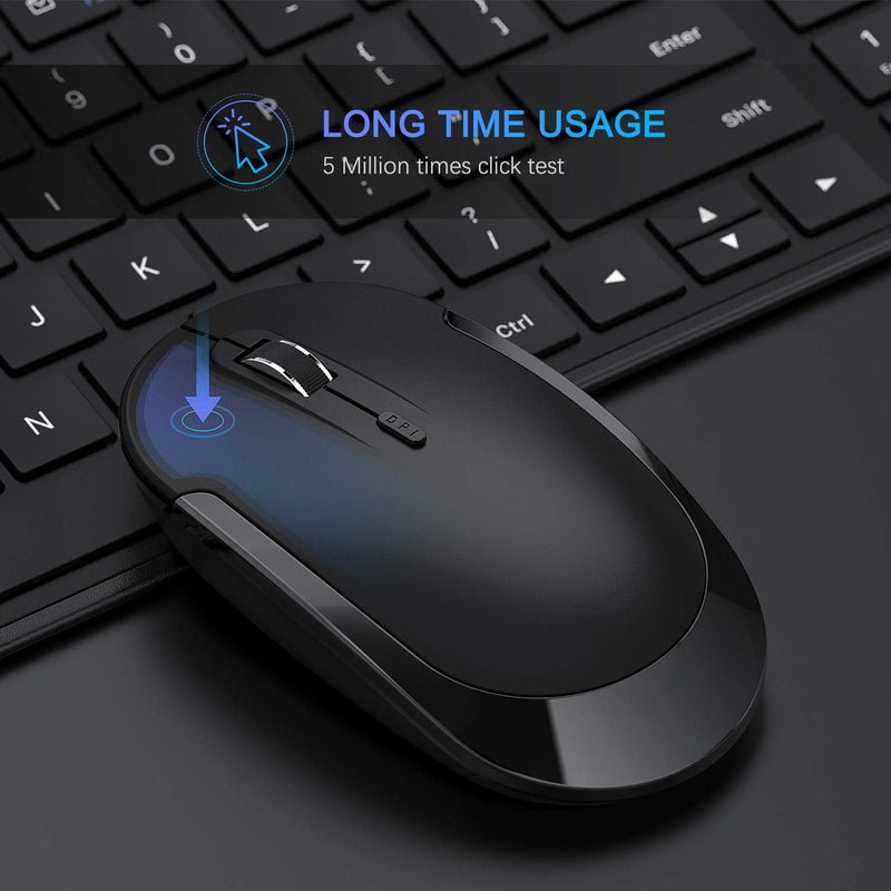 [Australia - AusPower] - Rechargeable Wireless Keyboard Mouse, 2.4GHz Ultra Slim Compact Wireless Keyboard Mouse Combo for Laptop, Desktop, Windows (Black) Black 