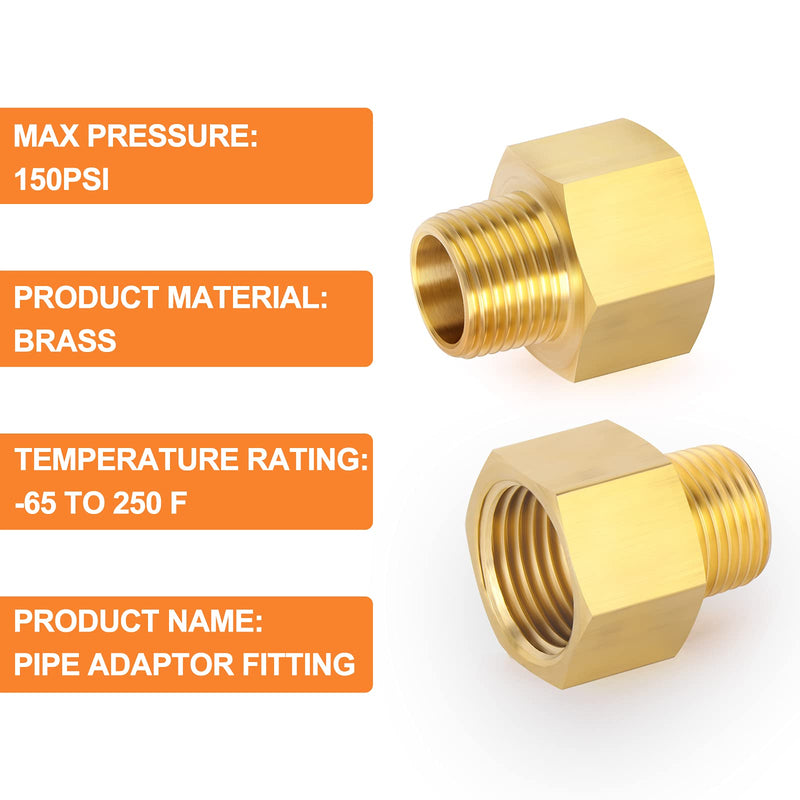 [Australia - AusPower] - GASHER 5PCS Brass Pipe Fitting, Reducer Adapter, 1/2-Inch Male Pipe x 1/2-Inch Female Pipe 1/2" MNPT x 1/2" FNPT 5 